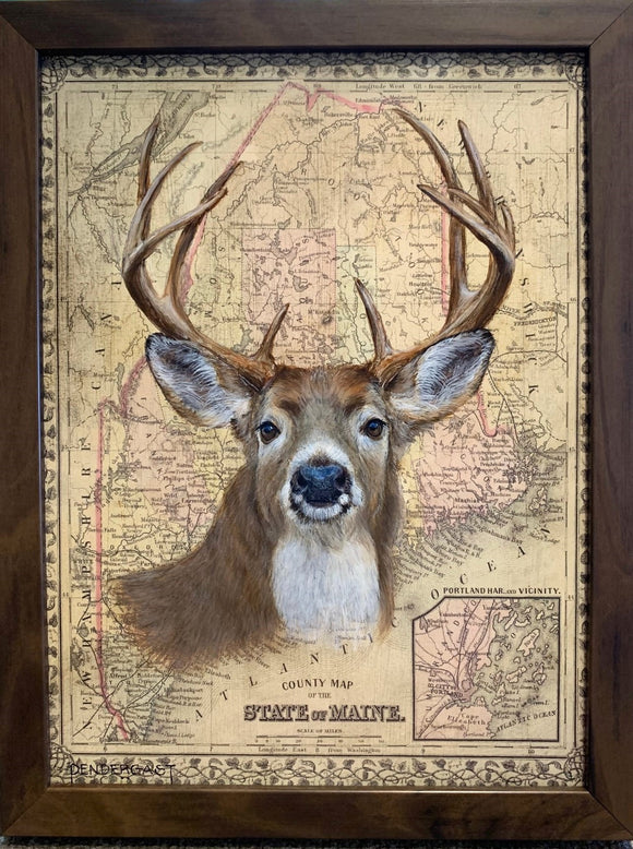 White Tail Deer on Maine Map