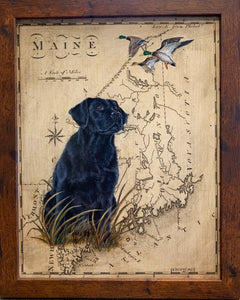 Labrador Retriever on Maine Map
